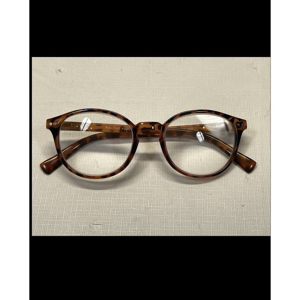 Round Tortoise Reading EyeGlasses Frames +3.00 Rdr Tort 50 19-145 Full Rim